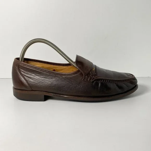 Bally Mens 8 EEE Brown Leather Slip On Penny Loafers Dress Shoes Switzerland BALLY of Switzerland Brown Leather Dress Penny Loafers Men main image 3